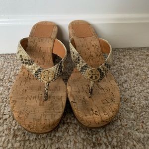 Tory Burch Suzy Cork Wedge Thong Sandal -size 7